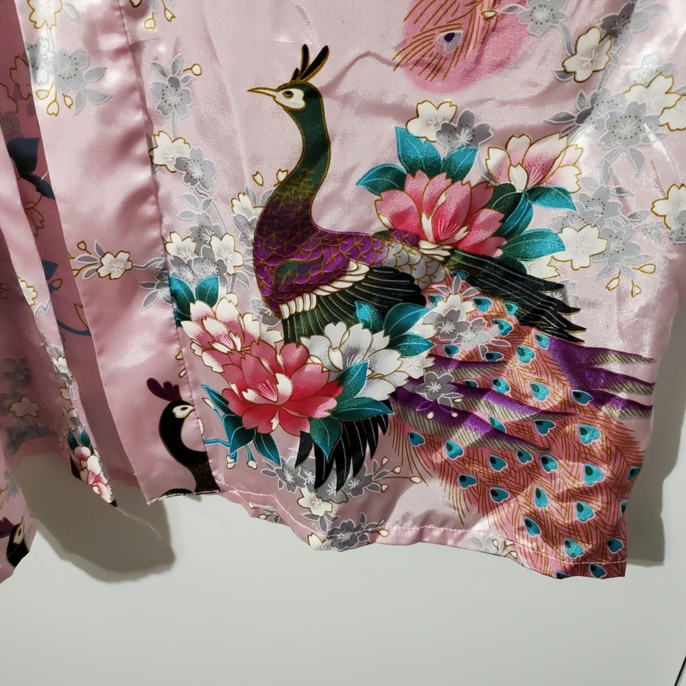 Floral Pink Satin Robe - Picture 2 of 5